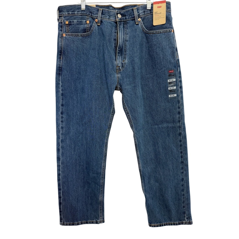Levis 505 Regular‎ Fit Mens Jeans 38x29 Blue Straight Leg Denim (HH12)  NEW